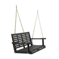 Acacia Wood Porch Swing, Slat Design for Breathability, Hand-Crafted Finish, 800lb Capacity, 8ft Chains Included