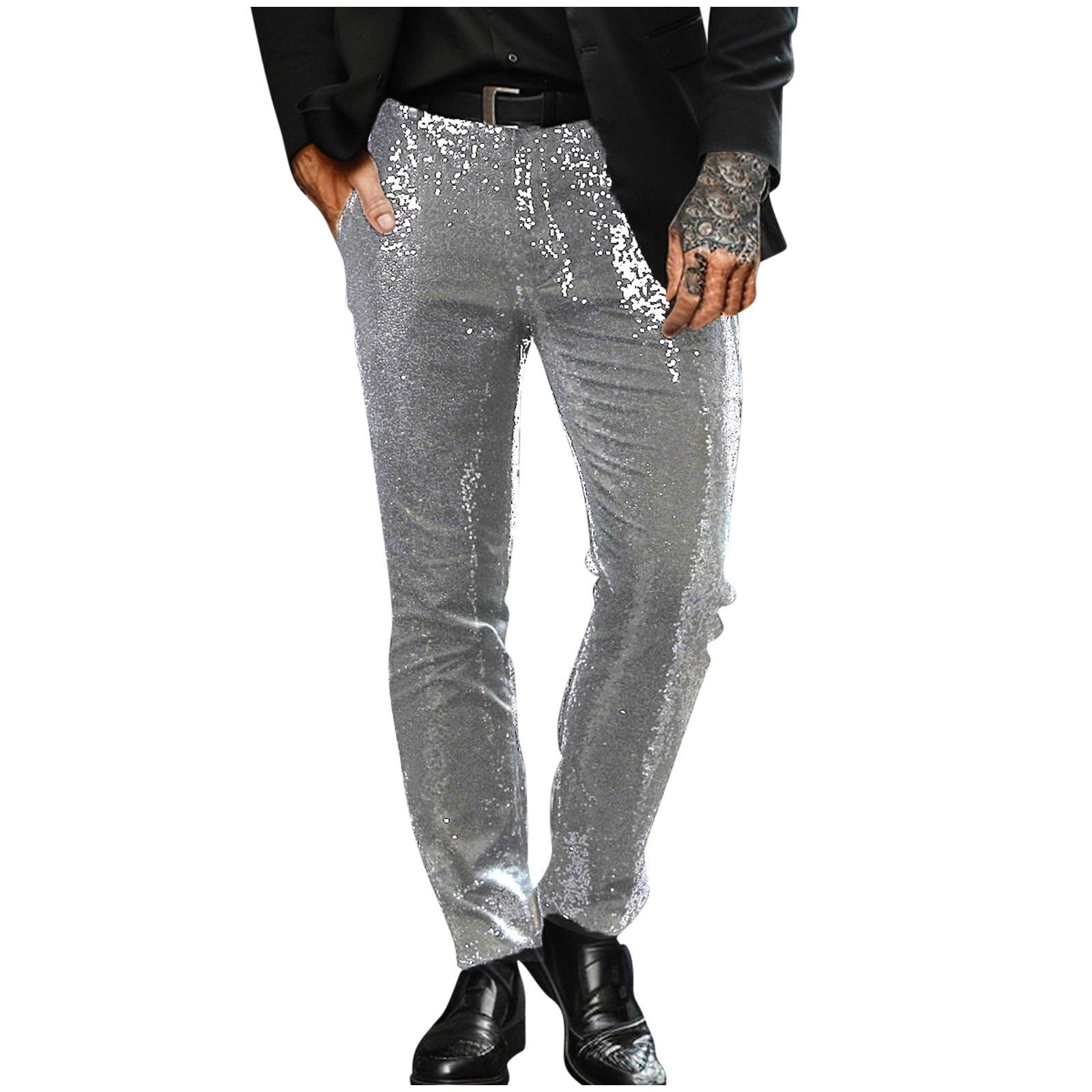 Weiqiqre Pantalons de Travail pour Hommes Paillettes Pantalon à