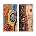 thumbnail image 2 of Designart "Amber Tinged Circular Dot Aboriginal Art V" Transitional Framed Wall Art Set Of 2 - Abstract Yellow Framed Canvas Set For Living Room Decor, 2 of 6
