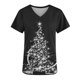 thumbnail image 4 of Puntoco Blusas de manga corta con cuello en V y bolsillos estampados para mujer, 4 of 5