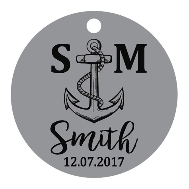 100 Pcs Initiale Personnalisée avec Ancre Cadeau de Faveur de Mariage Papier Tags Fait sur Mesure Rond Hang Tags