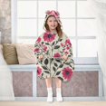 thumbnail image 7 of FORMRS Wearable Blanket Hoodie with Sleeves for Kids Cozy Flannel Sweatshirt, Pink Flowers, 7 of 7