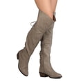 thumbnail image 2 of New Women Breckelles Dallas-36 Leatherette OTK Back Lace Up Chunky Heel Boot, 2 of 3