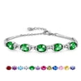 thumbnail image 5 of Juwaliy 18K White Gold Plated Oval Tennis Bracelets for Women,May Birthstone Bracelet Green Emerald Mom Jewelry Birthday Mother's Day Gifts Idea, 5 of 10