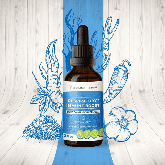 Secrets Of The Tribe Respiratory Immune Boost Blend Tincture Dietary Supplement, Natural Extract, Made from Echinacea, Garlic, Umckaloabo, Cayenne, Astragalus, Eleuthero Siberian Ginseng 2 oz