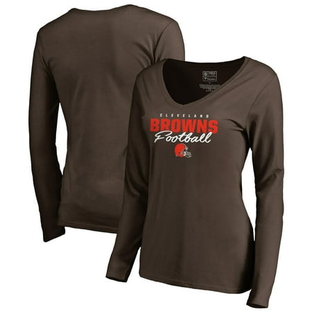 Cleveland Browns Dawg Pound Cleveland Browns NFL Pro Line by Fanatics Branded Women's Iconic Collection Script Assist Long Sleeve V-Neck T-Shirt - Brown ()