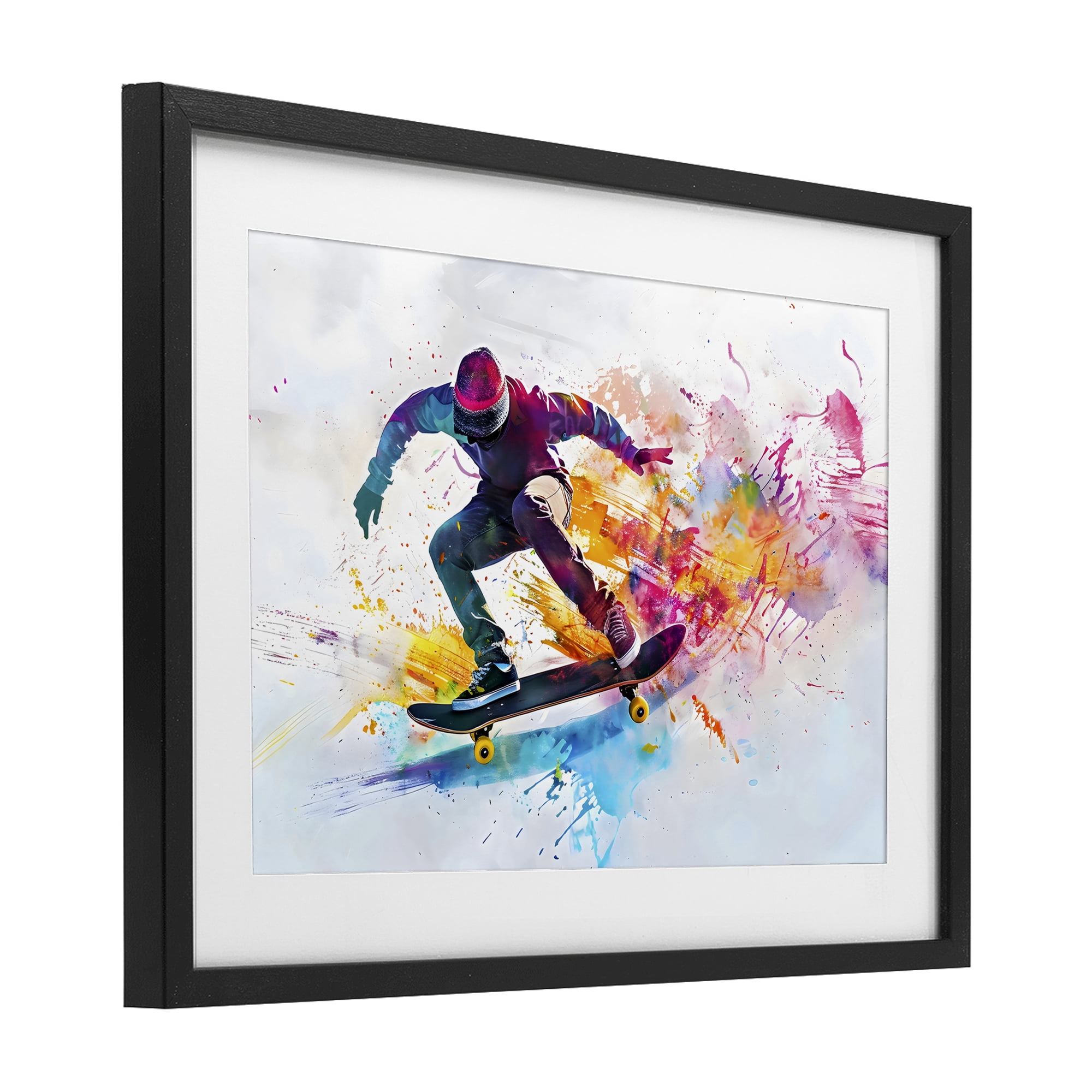 Stupell Industries Skateboarder in Motion Black Framed Print Under Glass, design by Creative Studio
