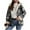 Gray, variant on Womens Winter Sherpa Fleece Lined Jackets Fashion Casual Plaid Printed Full Zip Hooded Coat Loose Comfy Long Sleeve Warm Fuzzy Outerwear for Women
