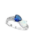 thumbnail image 4 of CHOOSE YOUR COLOR Heart Blue Simulated Sapphire White Simulated Opal Promise Ring Sterling Silver CZ Female Size 6, 4 of 4