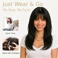 thumbnail image 5 of Black Wig with Bangs for Women Medium Length Layered Style Hair Synthetic Wig with Realistic Scalp & Heat Resistant for Daily Party Use, 5 of 6