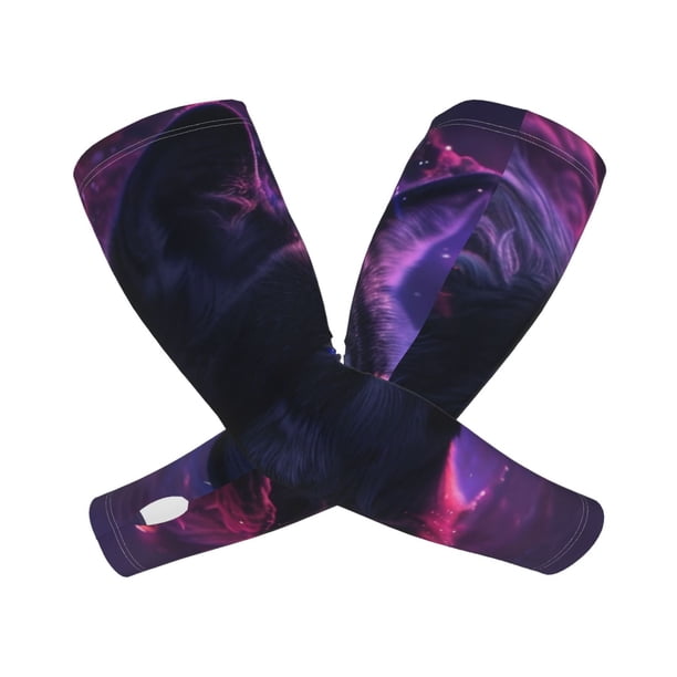 Balery Galactic Wolf Stare Mangas Refrescantes para Brazos para Hombre y Mujer – Transpirables y Absorbentes de Humedad para Mujeres, Hombres y Niños
