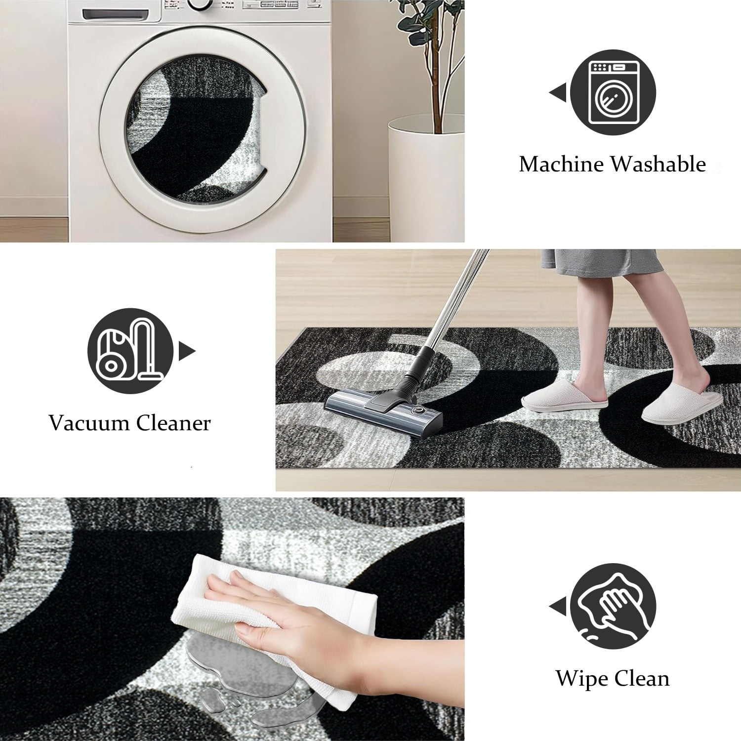 Three-Piece Kitchen Rug Set, Abstract Pattern Kitchen Hallway Rug, Soft And Comfortable, Suitable for Sinks, Floors, Entrances, Hallways, Bathrooms