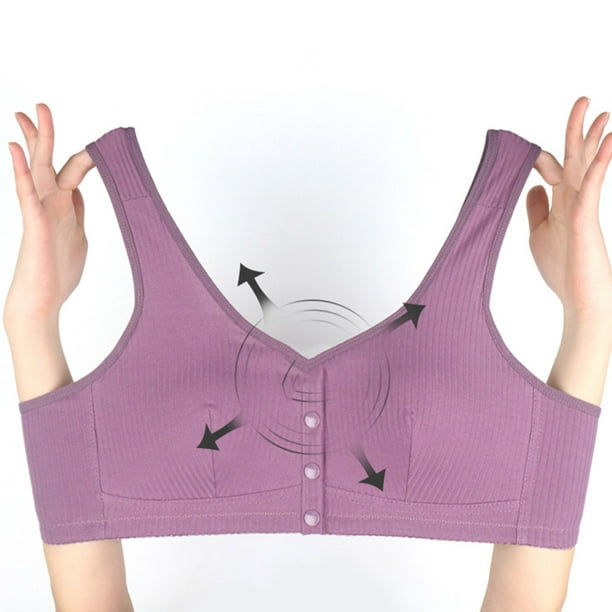 Pisexur Plus Size Bra Cotton Snap Bras - Women's Front Easy Close Builtup  Sports Push Up Bra with Padded Nursing Bras