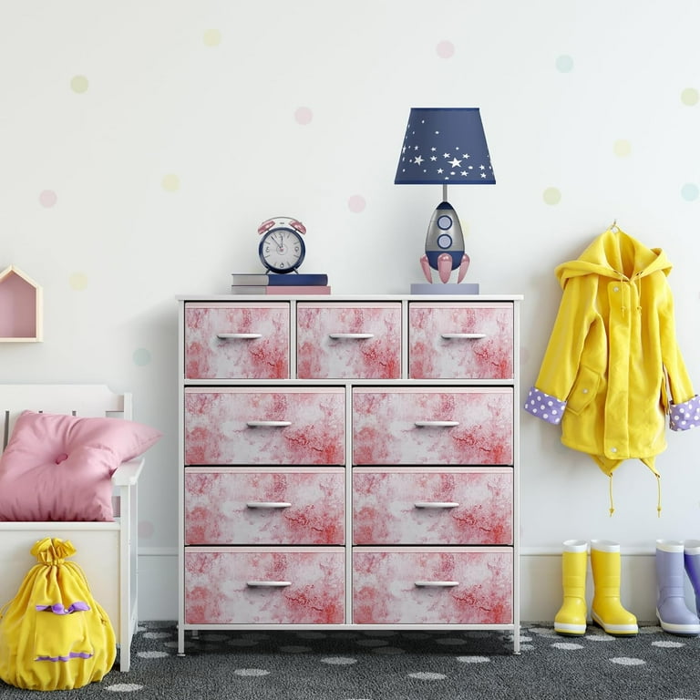 Sorbus Large 9 Drawer Dresser for Kids Bedroom, Tie-Dye Colors
