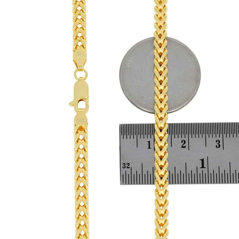 Nuragold 14k Real Yellow Gold Franco Square 4mm Box Chain Wheat