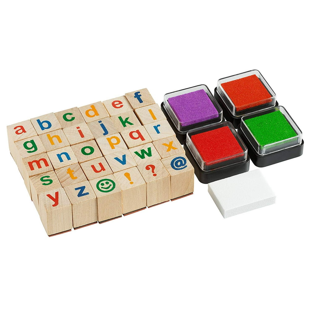 Moore Premium Wooden Small Alphabet Stamp Set 34 piece set of