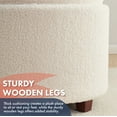 thumbnail image 5 of Ornavo Home Round Storage Ottoman with Reversible Lid, 17in Boucle White Foot Stool, 5 of 7