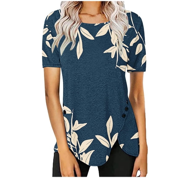 Summer Tops for Women 2025 Trendy Plus Size Plus Size Shirts for Women 4X-5X Basic Fitted Cropped Tees