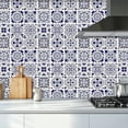 thumbnail image 6 of 1 set 18 Pcs 9 Style Tile Stickers Blue and White Porcelain Style Peel and Stick Wall Tile Stickers Spanish Style Waterproof Self Adhesive Stick on Tile Decals for Kitchen Bathroom 6×6 Inch, 6 of 8