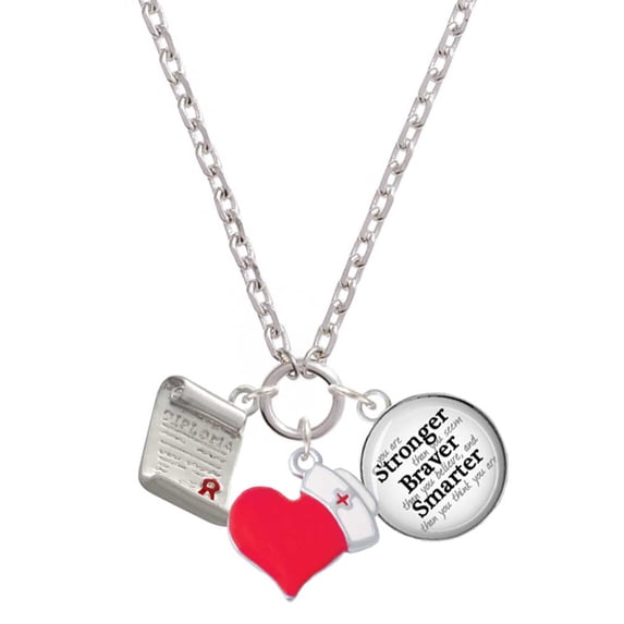 Delight Jewelry Silvertone Diploma - Red Heart Nurse Strong Zoe Necklace