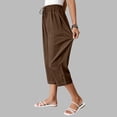 thumbnail image 6 of Cutuoiiu Casual Womens Cropped Pants Cotton Polyester Blend Elastic Waist with Button Cuffs and Pockets for Travel Gift, 6 of 9