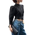 thumbnail image 2 of Women'S Elegant Solid Single Breasted High Street Jacket for Party and Chic Outwear Black L, 2 of 9