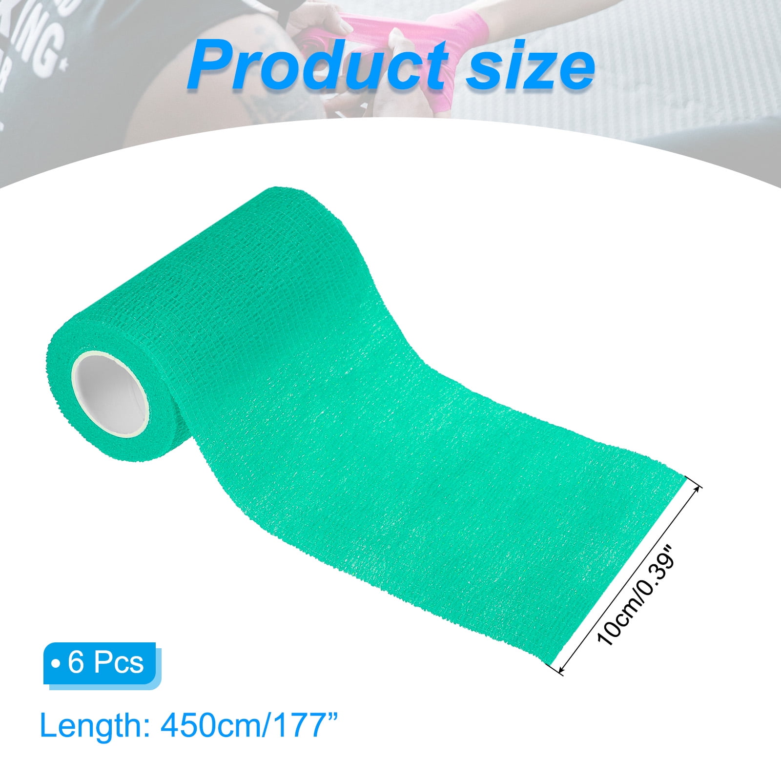 4" x 177" 6 Pcs Self Adhesive Bandage Wrap Elastic Self Tape Sport Green