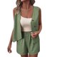 thumbnail image 4 of Karight Women Summer 2 Piece Outfits V Neck Lace-Up Back Asymmetric Buttoned Vest and High Waist Shorts Lounge Set, 4 of 9