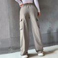 thumbnail image 5 of Petite Cargo Pants For Women High Waisted Trendy Lightweight Joggers Elastic Straight Leg with Pocket Casual Baggy Pants Gray XL, 5 of 7