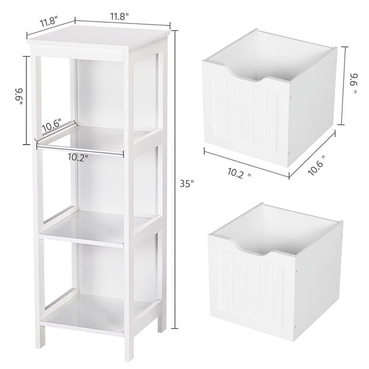 Alden Design Adjustable 3 Tiers Bathroom Cabinet Modern Storage Organizer Heavy Duty Vanity Stylish Floor Cabinet, White