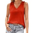 thumbnail image 1 of Gibobby Camiseta Powerblend con Cuello en V Tops casuales verano para mujer Camisa con cuello en V Color sólido Mangas casuales(Rojo,G), 1 of 5