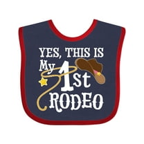 Inktastic Yes, This is My 1st Rodeo Cowboy Hat and Lasso Boys or Girls Baby Bib