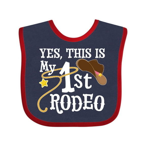Inktastic Yes, This is My 1st Rodeo Cowboy Hat and Lasso Boys or Girls Baby Bib