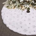 thumbnail image 2 of Christmas tree skirt beaded tree skirt snowflake sequins white plush tree skirt Christmas tree floor mat decorative blanket (Silver sequins,50cm), 2 of 12