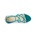 thumbnail image 5 of BLISSFUL STEP Women's Strappy Crisscross Strap Block Heels Sandals Lake Blue 8.5, 5 of 8