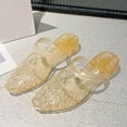 thumbnail image 5 of YOUYEDIAN Jelly Sandals for Women Summer Ballet Mesh Flats Shoes Dress Slip on Wide Closed Toe Mary Jane Mules Beach Walking Sandals (Gold), 5 of 5