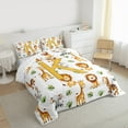 thumbnail image 4 of Manfei Yellow Monogrammed K Bedding Comforter Set, Cute Lion Giraffe Elephant Twin Comforter Sets, Animal Wildlife Reversible Bedding Set, Luxury Bedroom Decor, 2pcs, 4 of 9