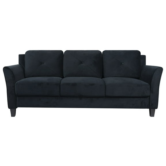 Naomi Home Curved Arms Sofa, Black, Microfiber