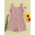 thumbnail image 4 of Jxzom Toddler Baby Girl Sleeveless Jumpsuit Solid Ribbed Knitted Tank Romper Shorts Overalls 6M 12M 18M 2T 3T 4T One-Piece Summer Clothes, 4 of 8