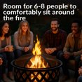 thumbnail image 3 of Sunnydaze Crossweave Heavy-Duty Steel Outdoor Fire Pit with Spark Screen, Poker, Grill, and Cover - 30-Inch Round - Black, 3 of 10