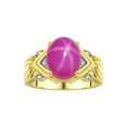 thumbnail image 1 of RYLOS Bagues pour Femmes Bague en or Jaune 14K Pierre Précieuse 12X10MM et Diamants Superbe Bague pour Doigt du Milieu Ou Index Bijoux Rubis Étoile de Juillet Taille 9, 1 of 7