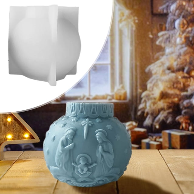onlyliua ¡ ¡Ofertas Del Día! ¡Liquidación! Moldes de Velas Aromáticas En Bolas Farolillos Navideños Adornos Florales En Relieve de Velas Moldes de Silicona para Velas de Bolas Navideñas