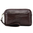 thumbnail image 1 of Leather Large Capacity Men's Clutch Wallet Fashion Zipper Handbag Envelope Bag Wallet Card Package(Dark Brown), 1 of 8