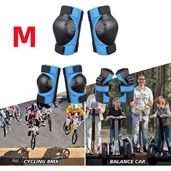 Skate Pads for Kids Teen Adults, Rollerskating Protective Gear Sets, Elbow Pads Knee Pads with Wrist Guards for Skateboarding Skating Cycling Rollerblading Scooter, Blue S