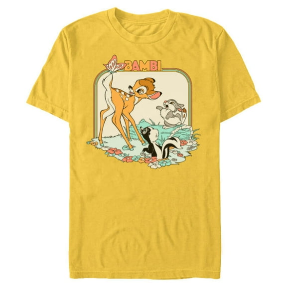Disney Bambi Movie Retro - Short Sleeve Blended T-Shirt for Adults - Customized-Yellow