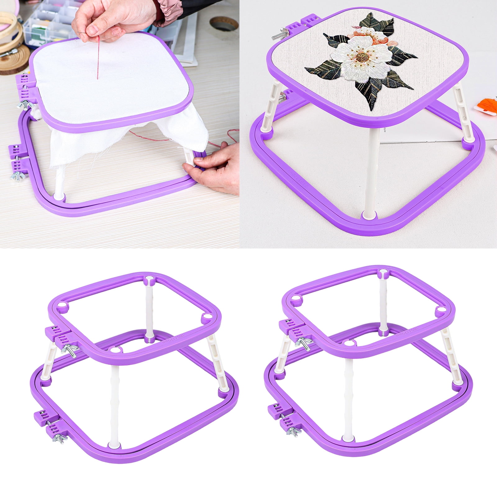 Embroidery Hoop Adjustable Embroidery Frame Double Layer Crosses Stitching Hoop Sewing Tool for Craft Project