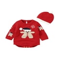 thumbnail image 1 of Bébé bébé 2PCS Noël Tenues Manches Longues Tricot Romper + Bonnet Ensemble, 1 of 9
