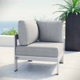 thumbnail image 2 of Modway Shore Fauteuil d'Angle de Patio Extérieur en Aluminium et Tissu, Argent/gris, 2 of 4