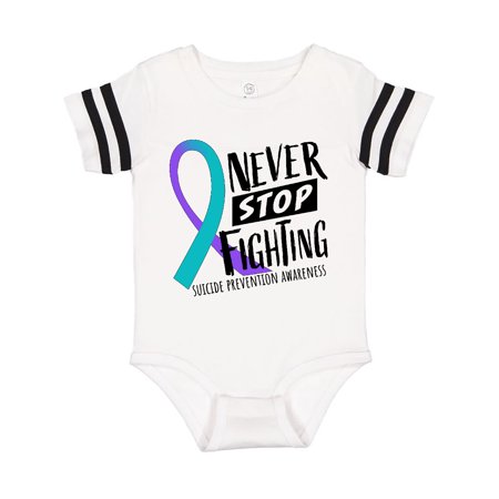 

Inktastic Never Stop Fighting Suicide Prevention Awareness Ribbon Gift Baby Boy or Baby Girl Bodysuit