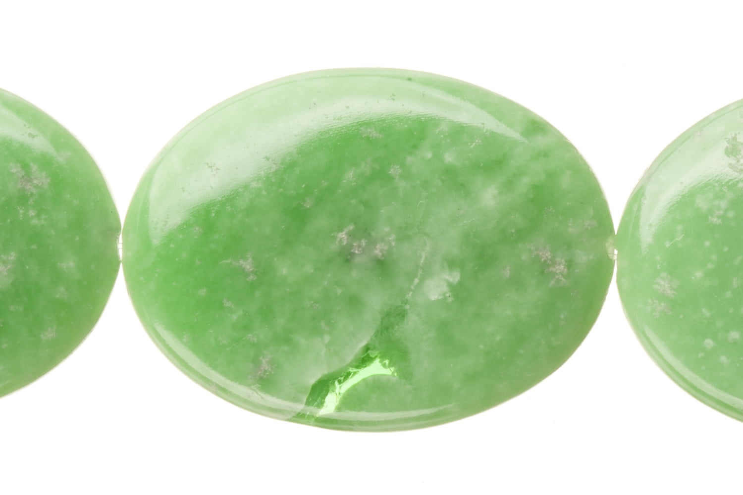 Flat fine jade oval beads semi-precious gemstones